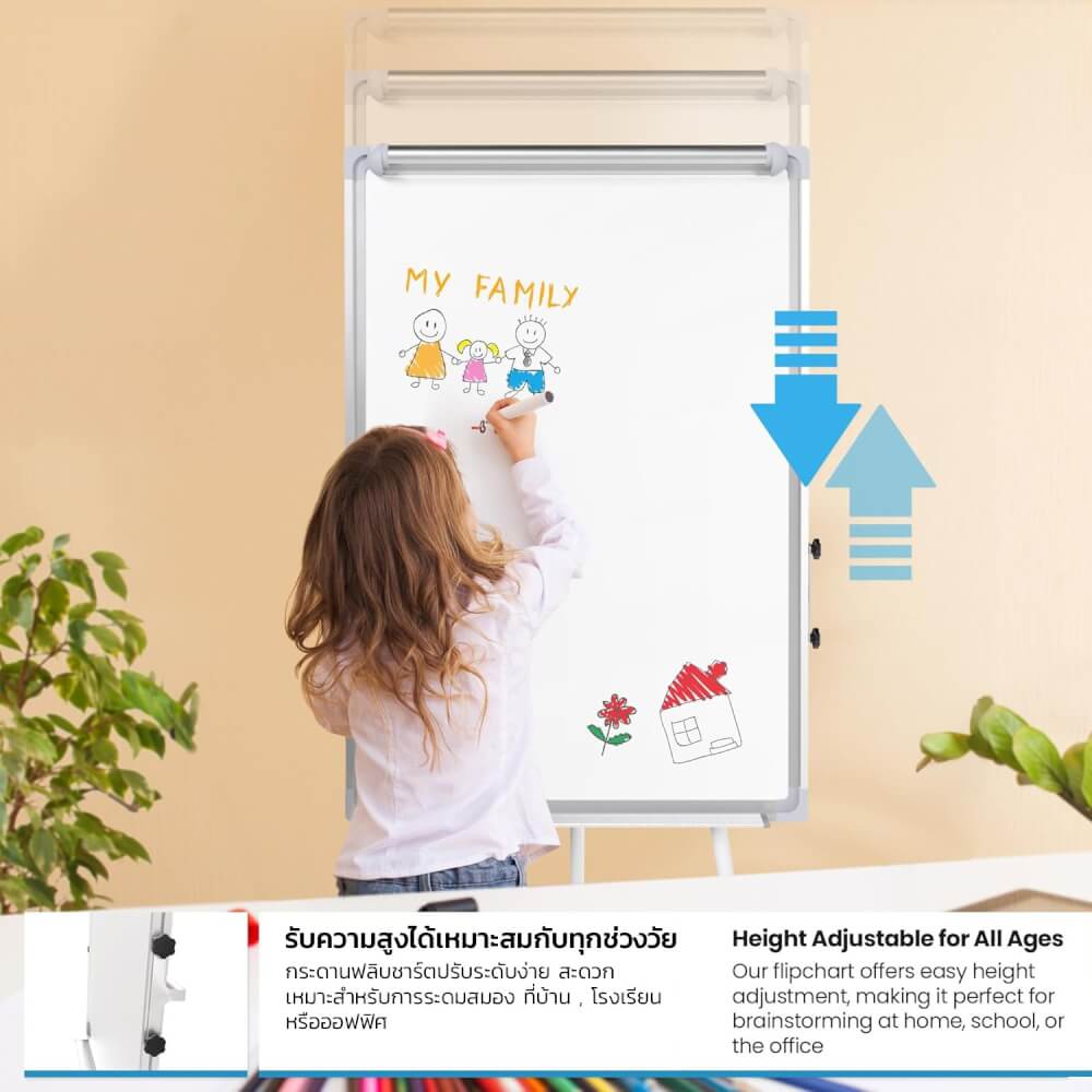 กระดานฟลิปชาร์ท กระดานไวท์บอร์ด 3 ขา MEDILA รุ่น WB04-100-70-WH ขนาด 100*70_6